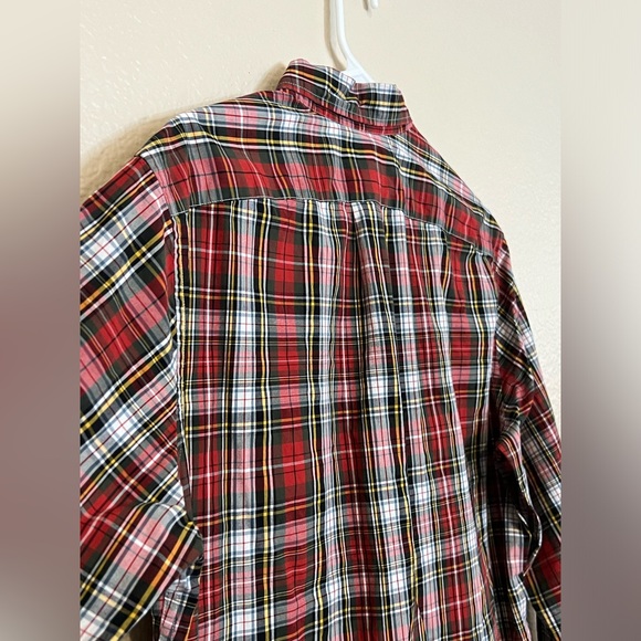 J. Crew Mens Stretch Secret Wash Chili Plaid Organic Cotton Classic Fit Medium - Picture 10 of 14
